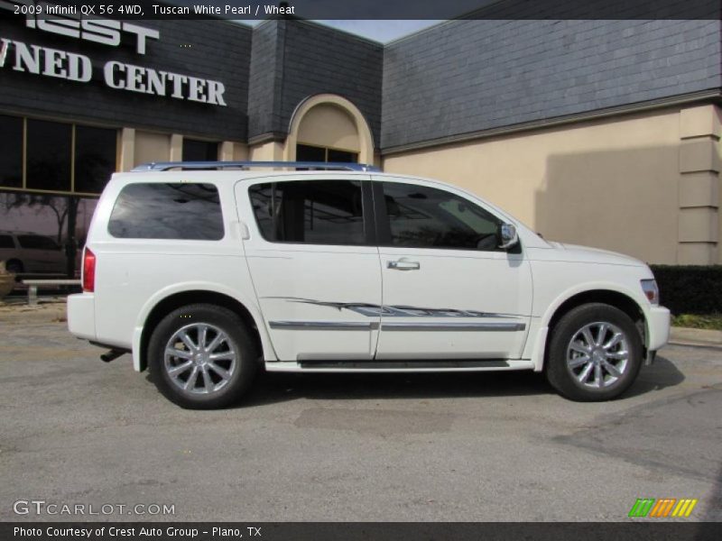 Tuscan White Pearl / Wheat 2009 Infiniti QX 56 4WD