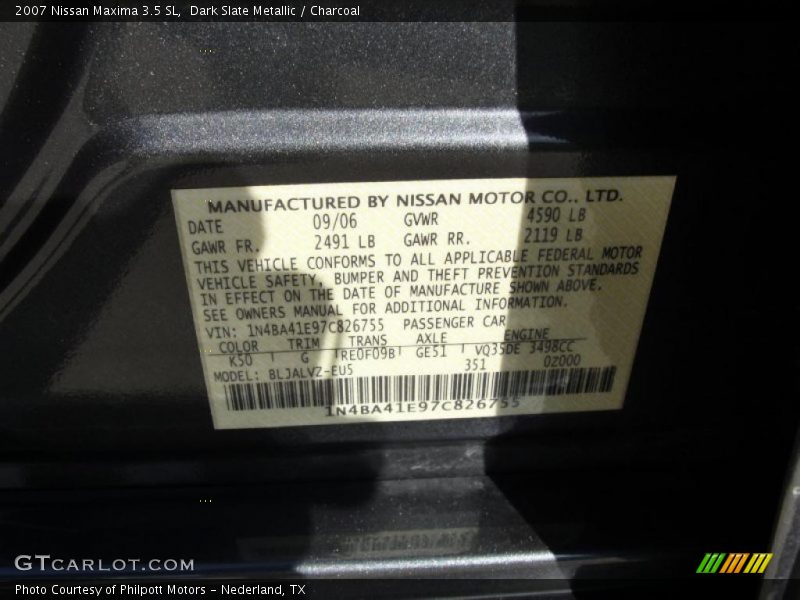 Dark Slate Metallic / Charcoal 2007 Nissan Maxima 3.5 SL