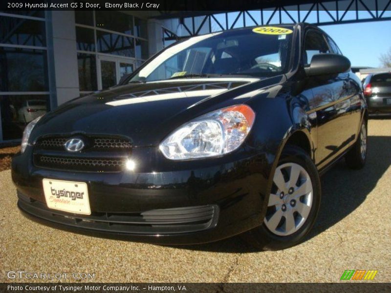 Ebony Black / Gray 2009 Hyundai Accent GS 3 Door