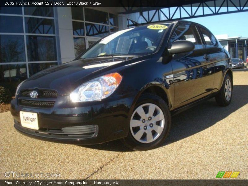 Ebony Black / Gray 2009 Hyundai Accent GS 3 Door