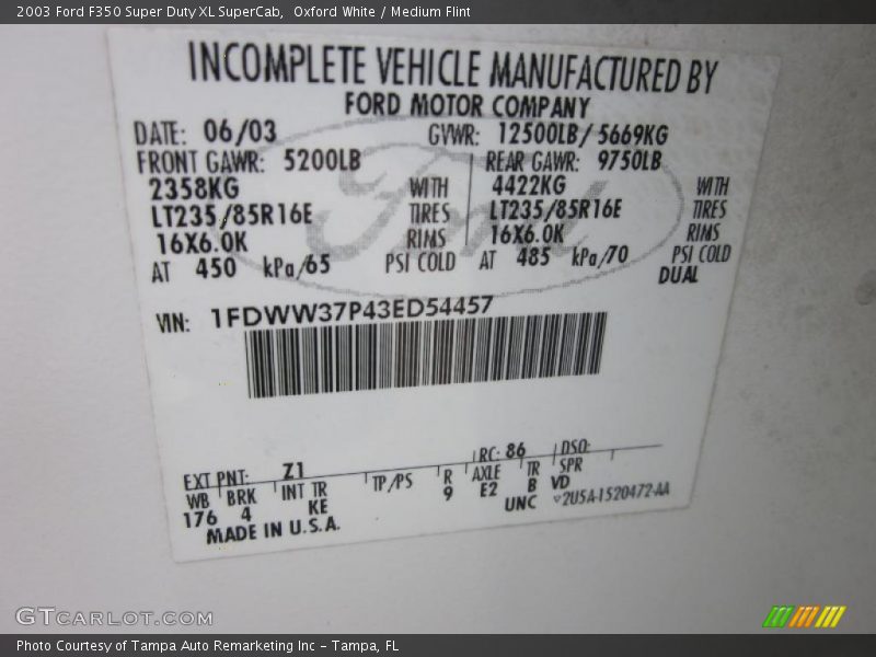 Oxford White / Medium Flint 2003 Ford F350 Super Duty XL SuperCab