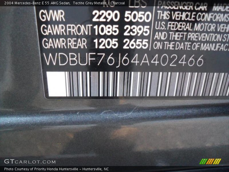 Tectite Grey Metallic / Charcoal 2004 Mercedes-Benz E 55 AMG Sedan
