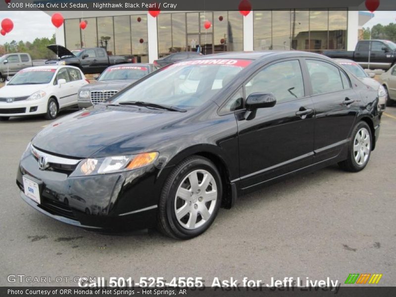 Nighthawk Black Pearl / Gray 2008 Honda Civic LX Sedan