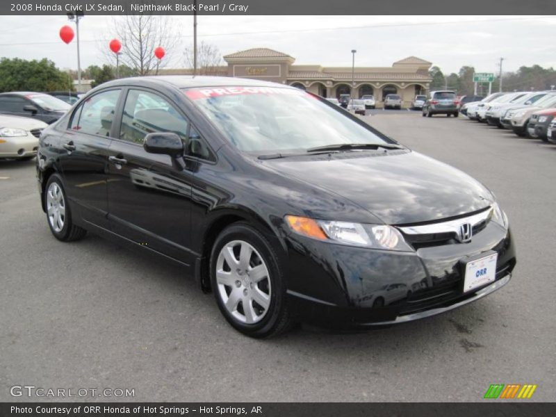 Nighthawk Black Pearl / Gray 2008 Honda Civic LX Sedan
