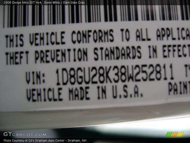 Stone White / Dark Slate Gray 2008 Dodge Nitro SXT 4x4