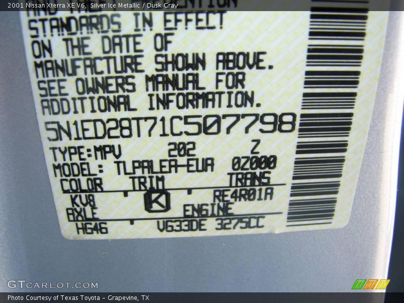 Silver Ice Metallic / Dusk Gray 2001 Nissan Xterra XE V6