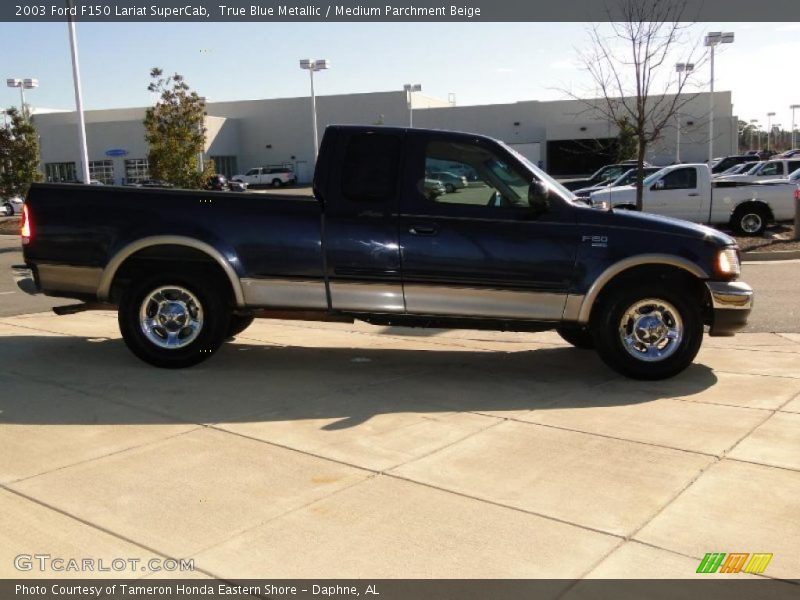 True Blue Metallic / Medium Parchment Beige 2003 Ford F150 Lariat SuperCab