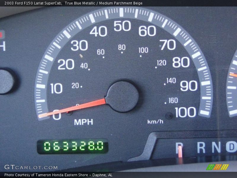 True Blue Metallic / Medium Parchment Beige 2003 Ford F150 Lariat SuperCab