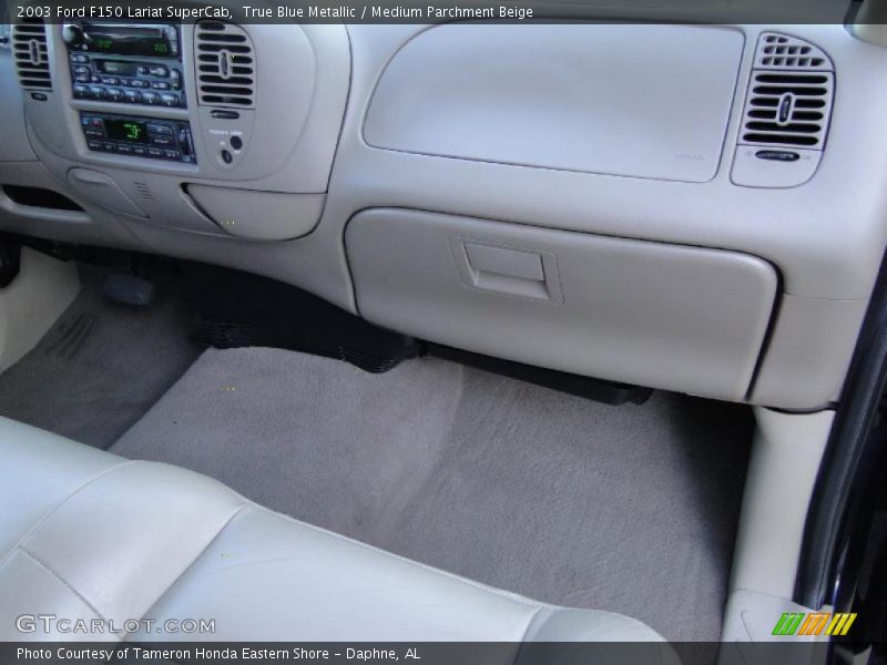 True Blue Metallic / Medium Parchment Beige 2003 Ford F150 Lariat SuperCab