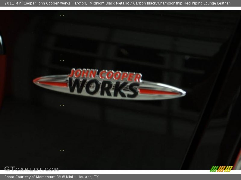 Midnight Black Metallic / Carbon Black/Championship Red Piping Lounge Leather 2011 Mini Cooper John Cooper Works Hardtop