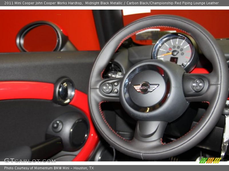 Midnight Black Metallic / Carbon Black/Championship Red Piping Lounge Leather 2011 Mini Cooper John Cooper Works Hardtop