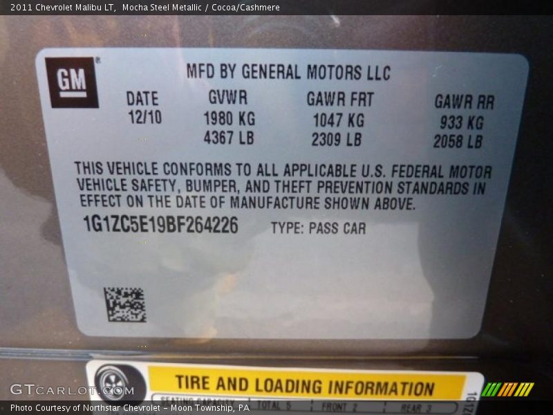 Mocha Steel Metallic / Cocoa/Cashmere 2011 Chevrolet Malibu LT