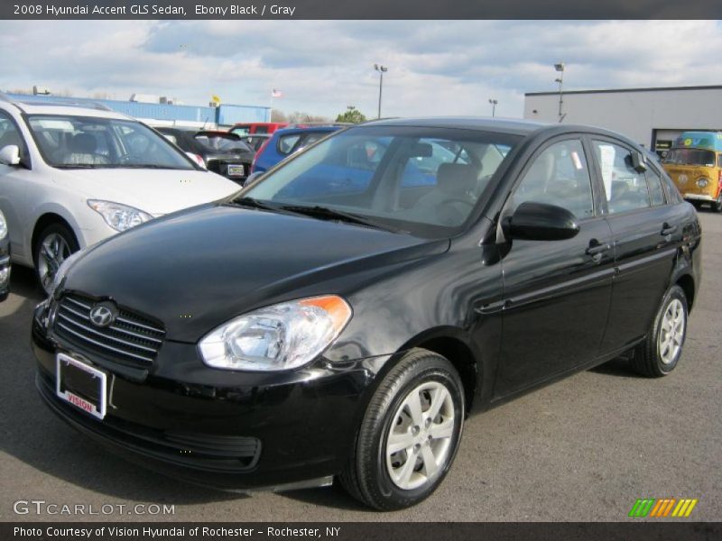 Ebony Black / Gray 2008 Hyundai Accent GLS Sedan