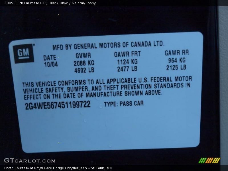 Black Onyx / Neutral/Ebony 2005 Buick LaCrosse CXS