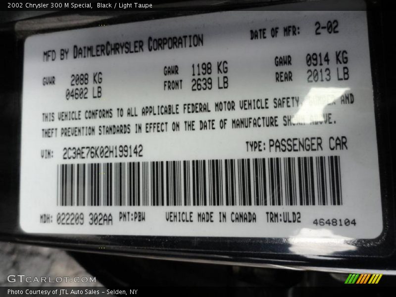 2002 300 M Special Black Color Code PBW