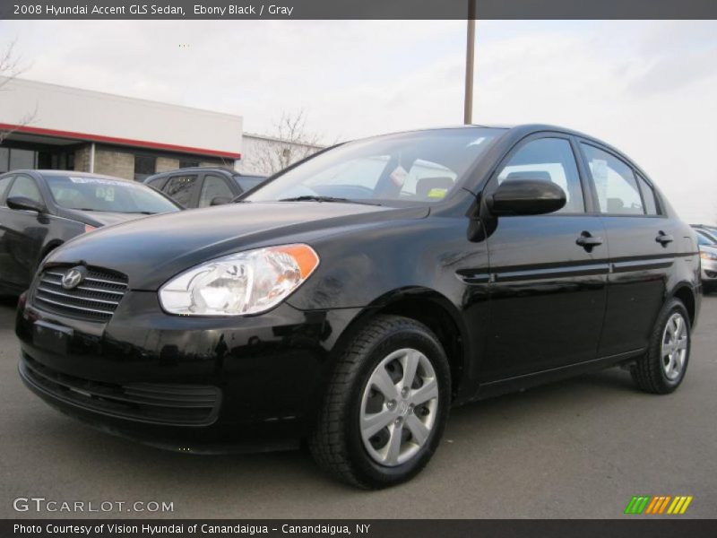 Ebony Black / Gray 2008 Hyundai Accent GLS Sedan