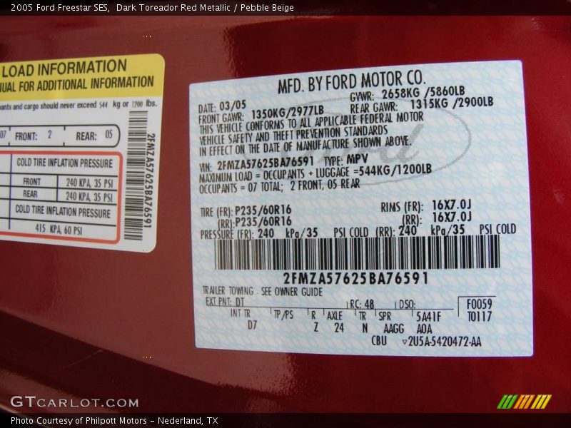 Dark Toreador Red Metallic / Pebble Beige 2005 Ford Freestar SES