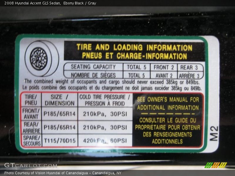 Ebony Black / Gray 2008 Hyundai Accent GLS Sedan