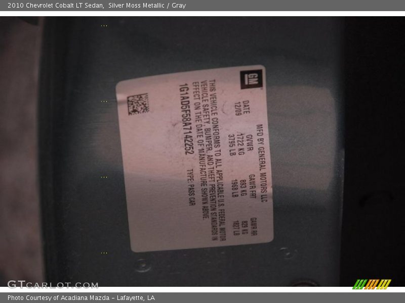 Silver Moss Metallic / Gray 2010 Chevrolet Cobalt LT Sedan