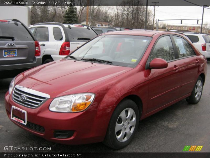 Spicy Red / Beige 2008 Kia Spectra EX Sedan