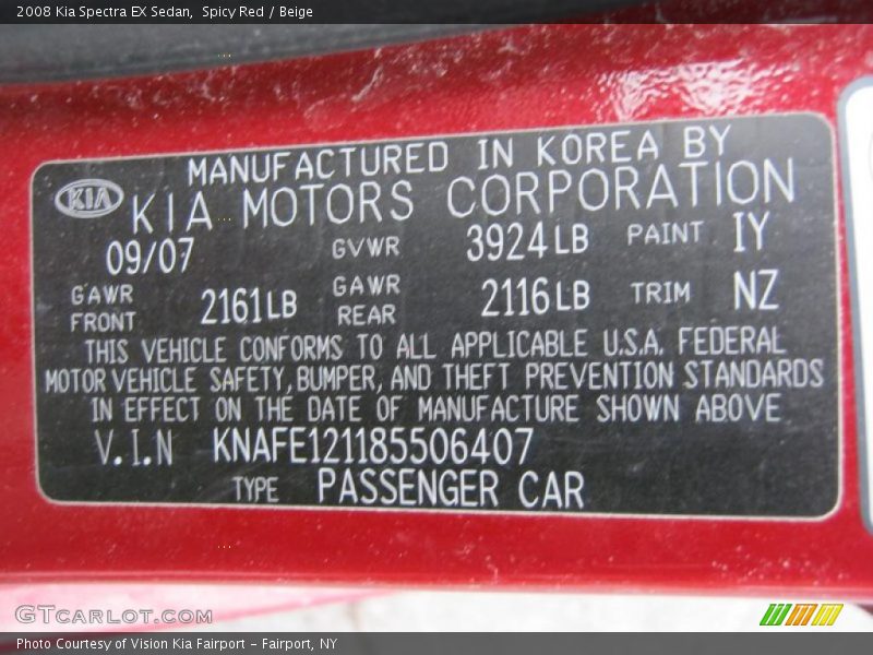 Spicy Red / Beige 2008 Kia Spectra EX Sedan