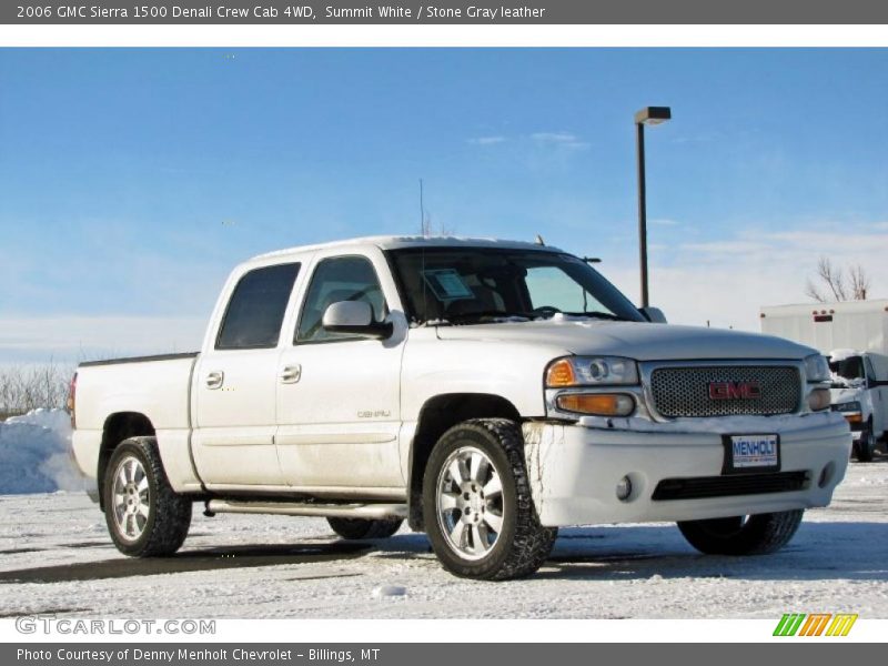 Summit White / Stone Gray leather 2006 GMC Sierra 1500 Denali Crew Cab 4WD
