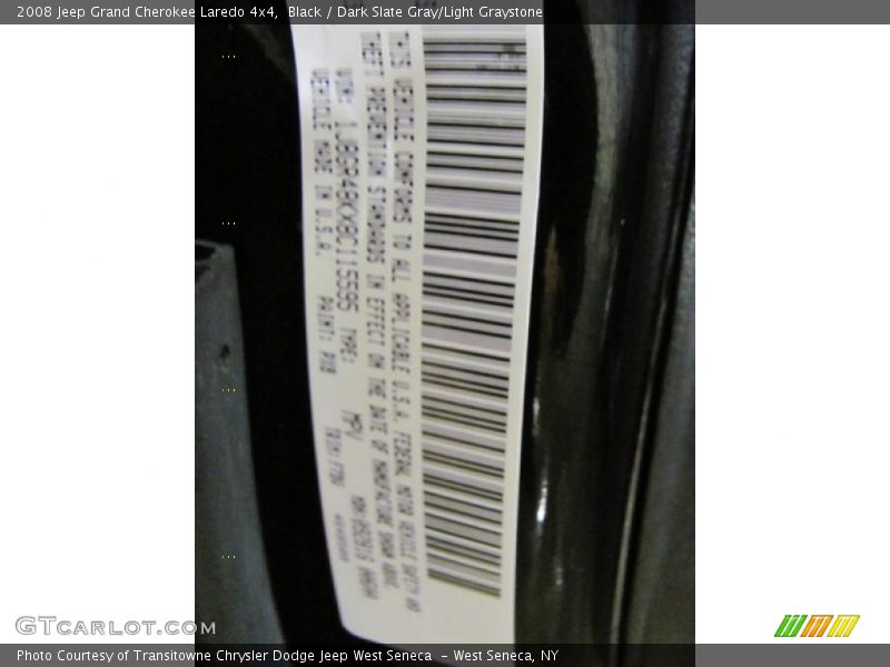 Black / Dark Slate Gray/Light Graystone 2008 Jeep Grand Cherokee Laredo 4x4