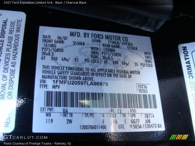 Black / Charcoal Black 2007 Ford Expedition Limited 4x4