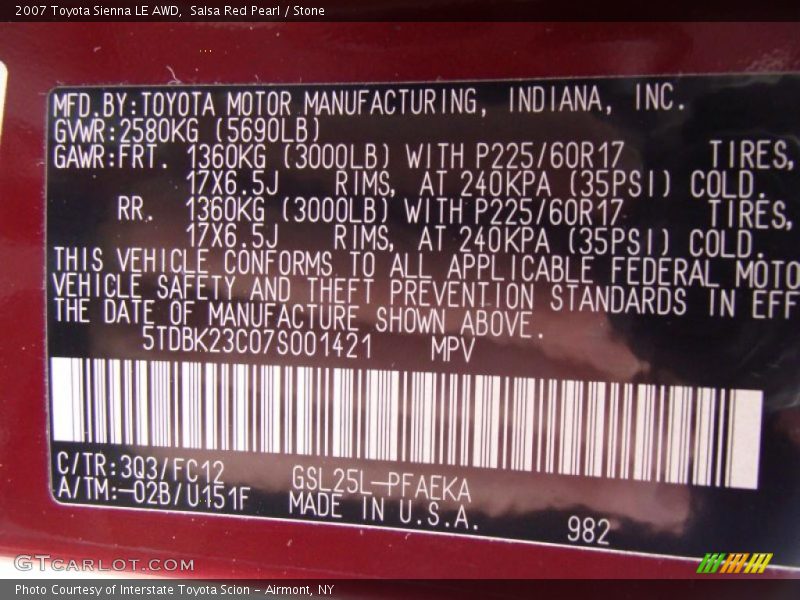 Salsa Red Pearl / Stone 2007 Toyota Sienna LE AWD