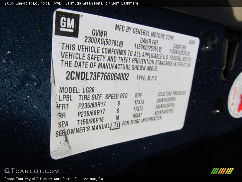 Bermuda Green Metallic / Light Cashmere 2006 Chevrolet Equinox LT AWD