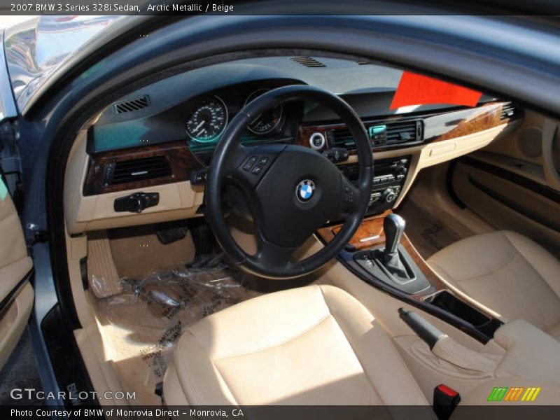 Arctic Metallic / Beige 2007 BMW 3 Series 328i Sedan