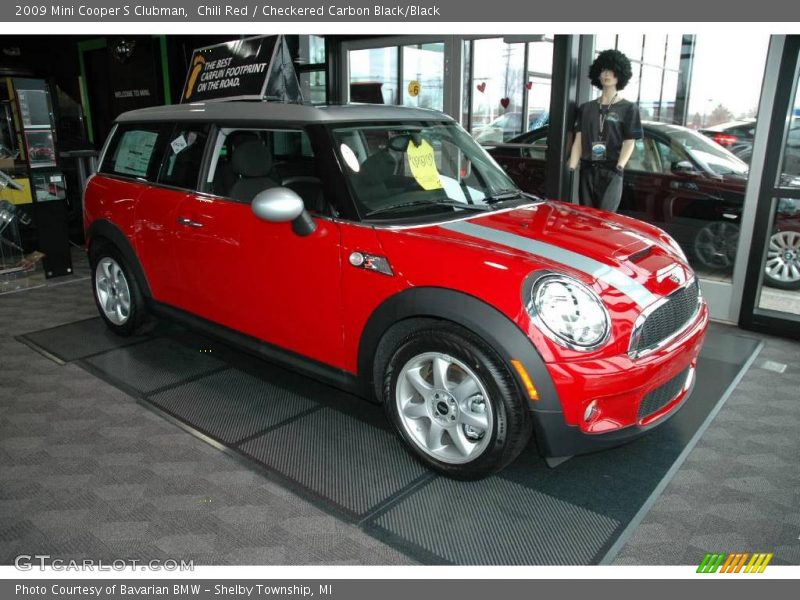 Chili Red / Checkered Carbon Black/Black 2009 Mini Cooper S Clubman