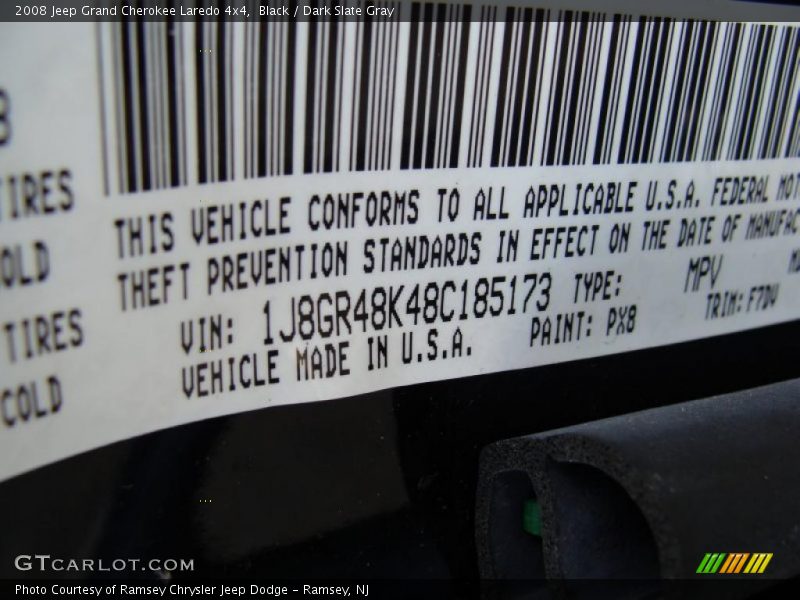 Black / Dark Slate Gray 2008 Jeep Grand Cherokee Laredo 4x4