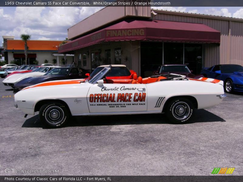White/Orange Stripes / Orange Houndstooth 1969 Chevrolet Camaro SS Pace Car Convertible