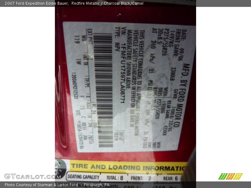 Redfire Metallic / Charcoal Black/Camel 2007 Ford Expedition Eddie Bauer