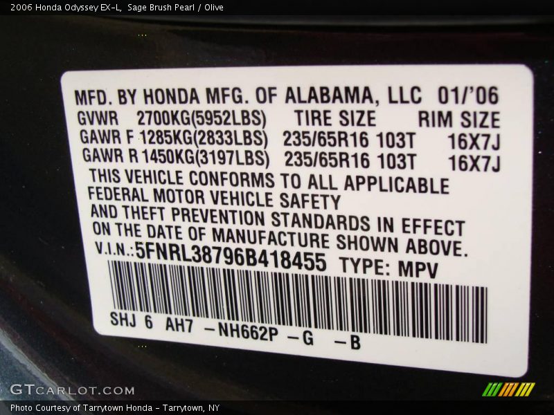 Sage Brush Pearl / Olive 2006 Honda Odyssey EX-L