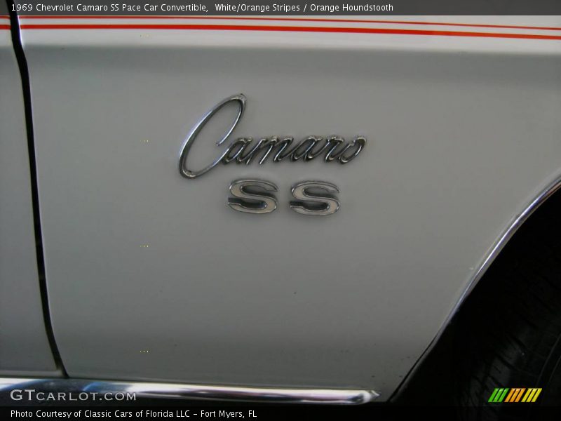 White/Orange Stripes / Orange Houndstooth 1969 Chevrolet Camaro SS Pace Car Convertible
