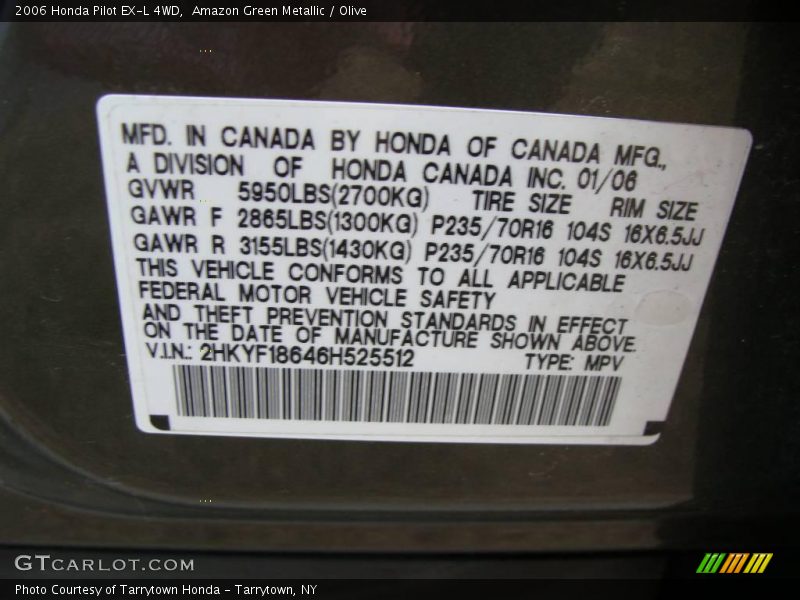 Amazon Green Metallic / Olive 2006 Honda Pilot EX-L 4WD