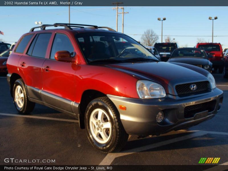 Merlot / Gray 2002 Hyundai Santa Fe LX AWD