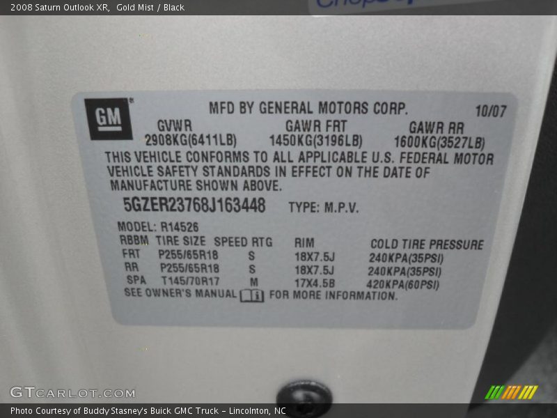 Gold Mist / Black 2008 Saturn Outlook XR