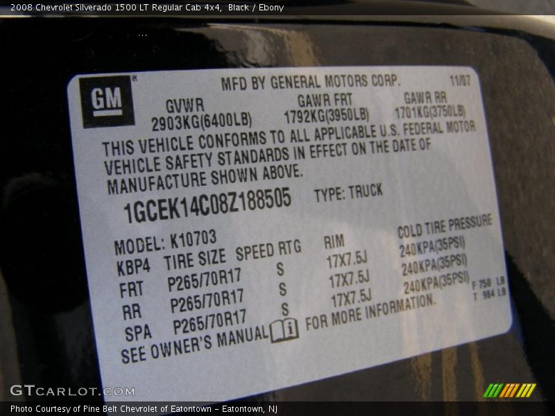 Black / Ebony 2008 Chevrolet Silverado 1500 LT Regular Cab 4x4