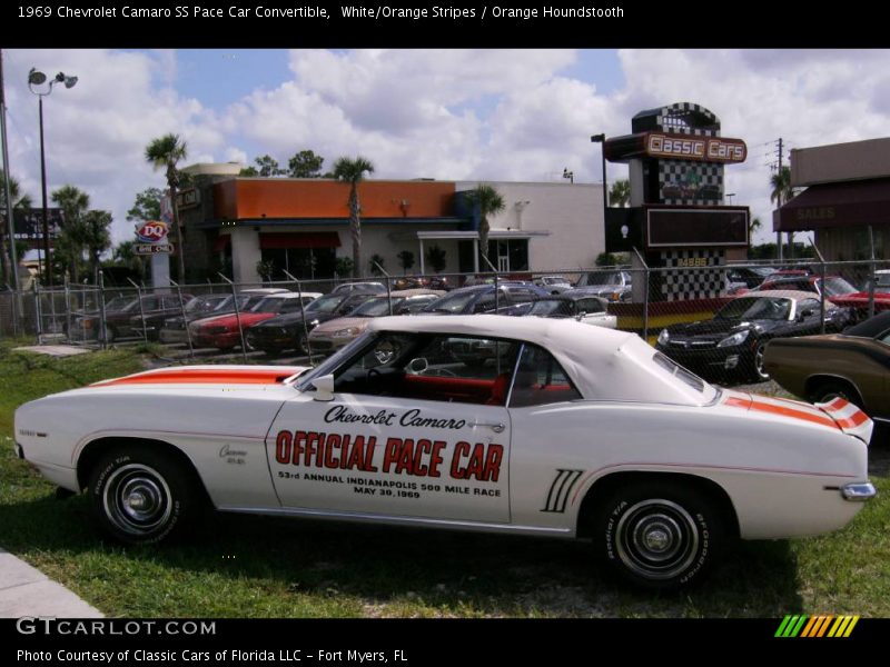 White/Orange Stripes / Orange Houndstooth 1969 Chevrolet Camaro SS Pace Car Convertible