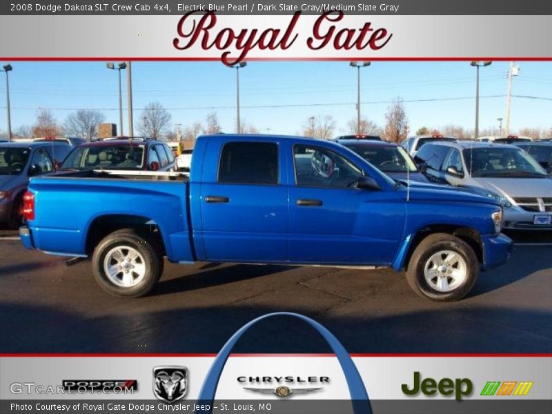 Electric Blue Pearl / Dark Slate Gray/Medium Slate Gray 2008 Dodge Dakota SLT Crew Cab 4x4