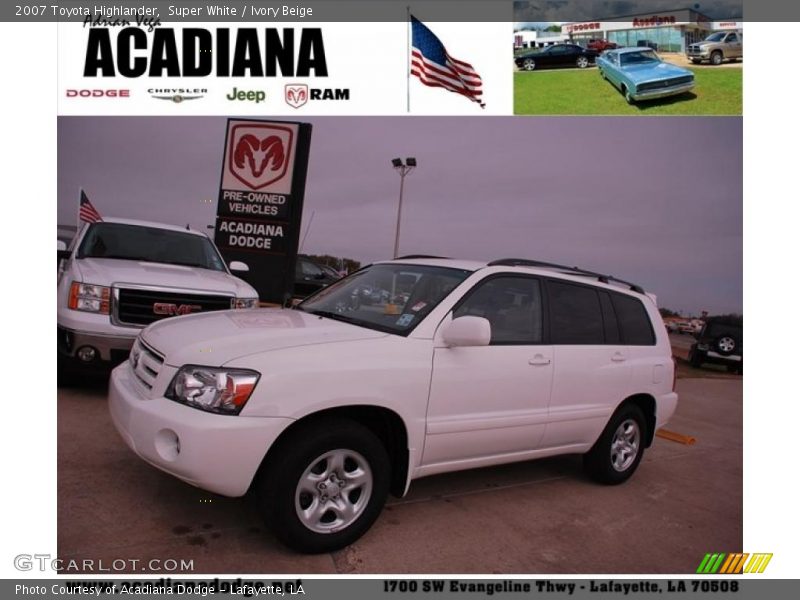Super White / Ivory Beige 2007 Toyota Highlander