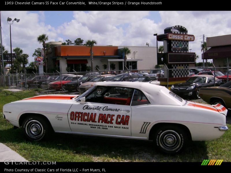 White/Orange Stripes / Orange Houndstooth 1969 Chevrolet Camaro SS Pace Car Convertible