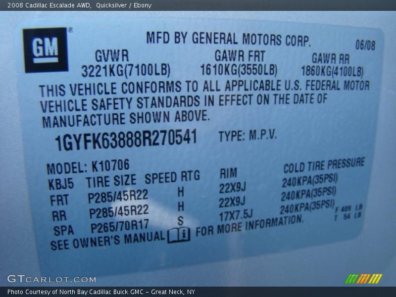 Quicksilver / Ebony 2008 Cadillac Escalade AWD