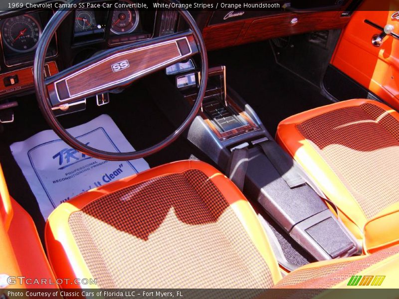 White/Orange Stripes / Orange Houndstooth 1969 Chevrolet Camaro SS Pace Car Convertible