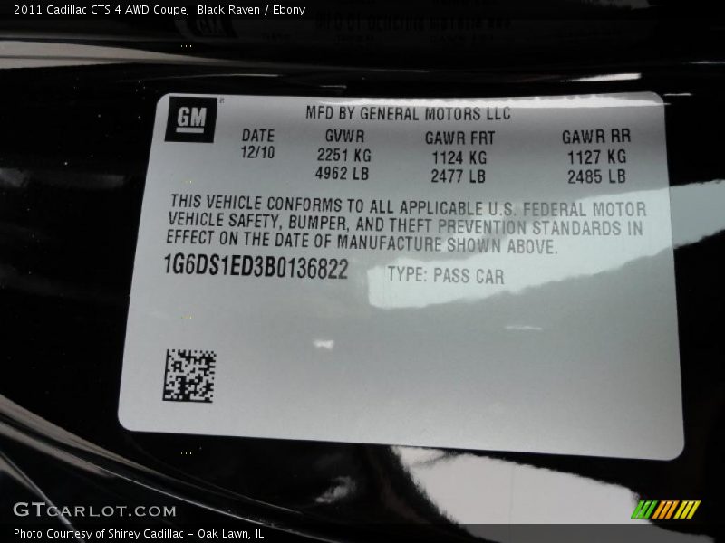 Black Raven / Ebony 2011 Cadillac CTS 4 AWD Coupe