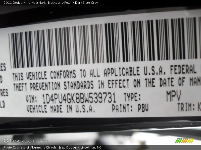 Blackberry Pearl / Dark Slate Gray 2011 Dodge Nitro Heat 4x4
