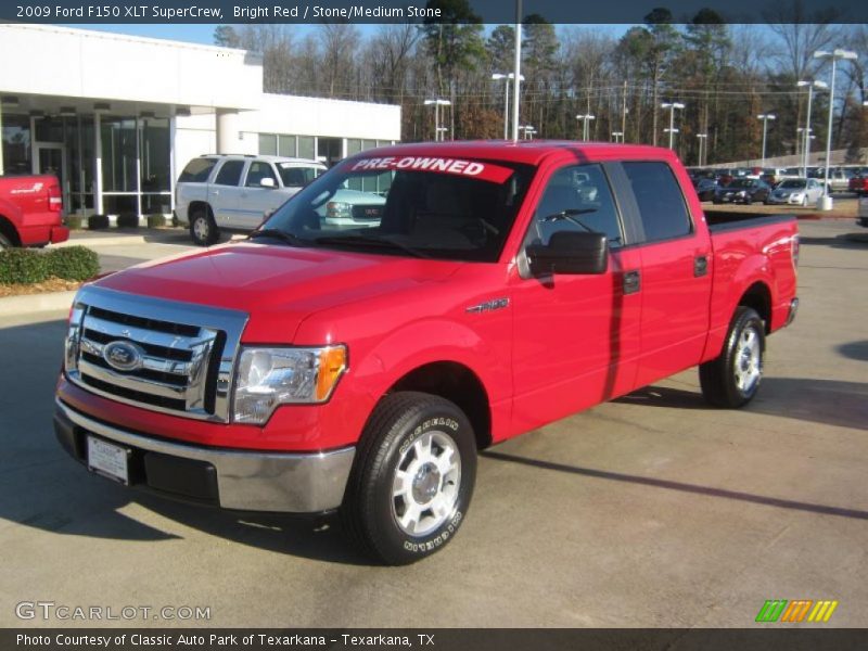 Bright Red / Stone/Medium Stone 2009 Ford F150 XLT SuperCrew